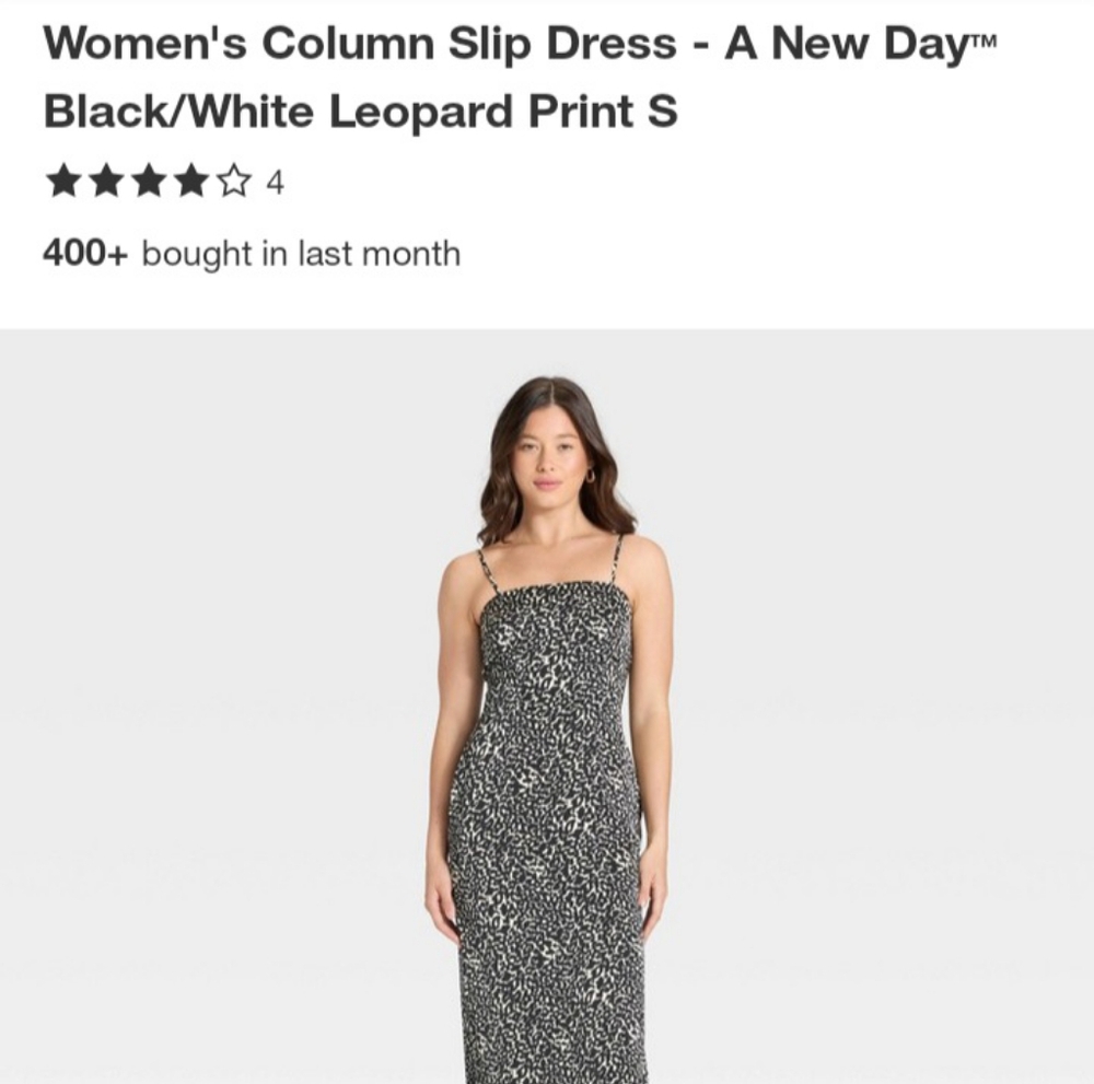 A New Day Black and White Animal Print Slip Dress